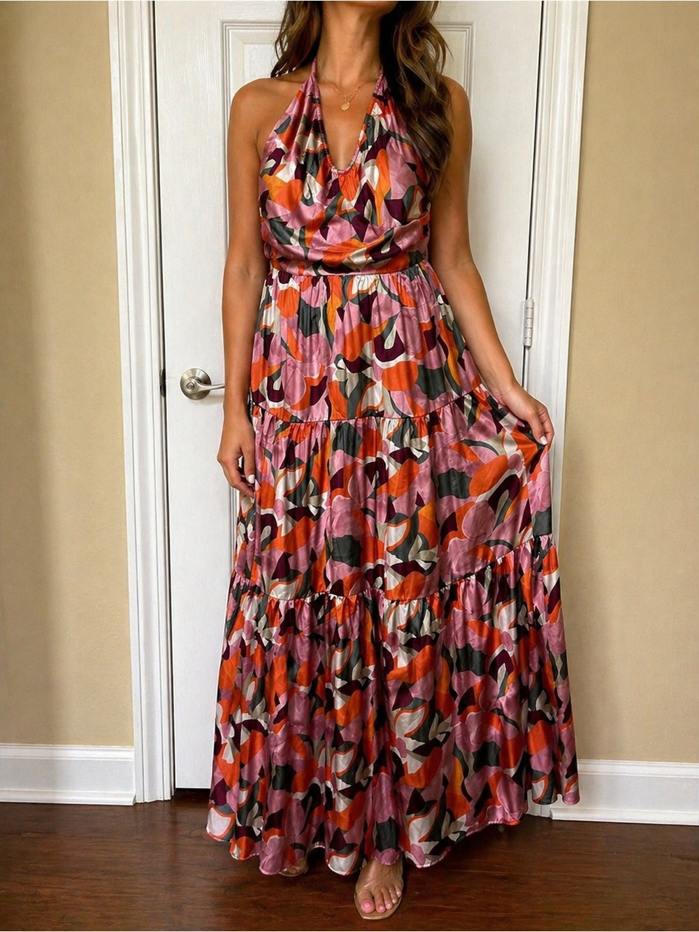 Halter Socialite Boho Silky Maxi Dress
